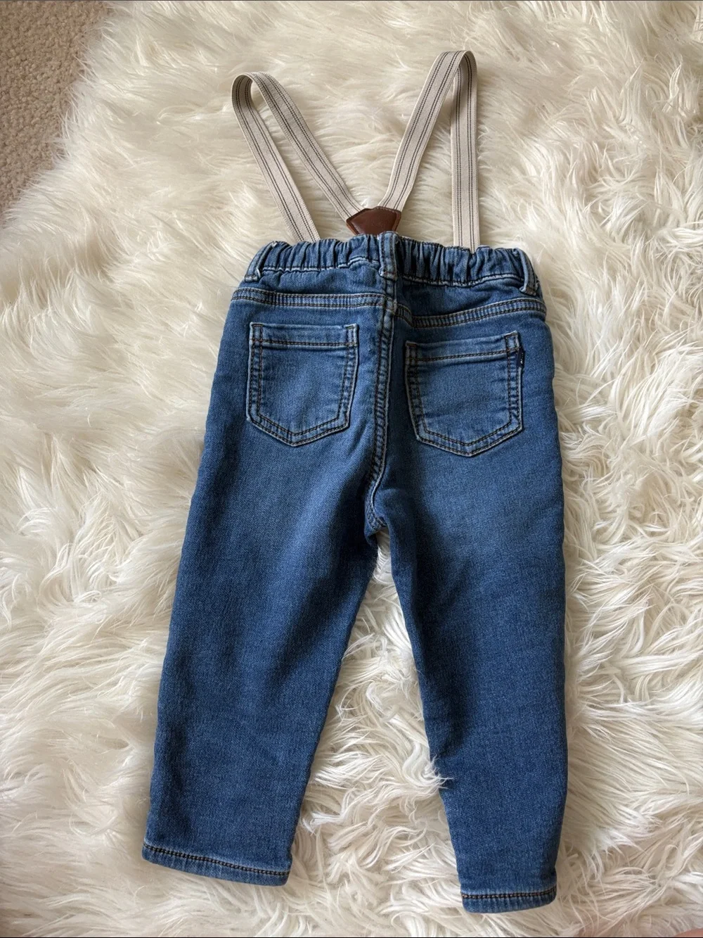 OshKosh B'gosh Dark Blue Denim Pants with Striped Suspenders